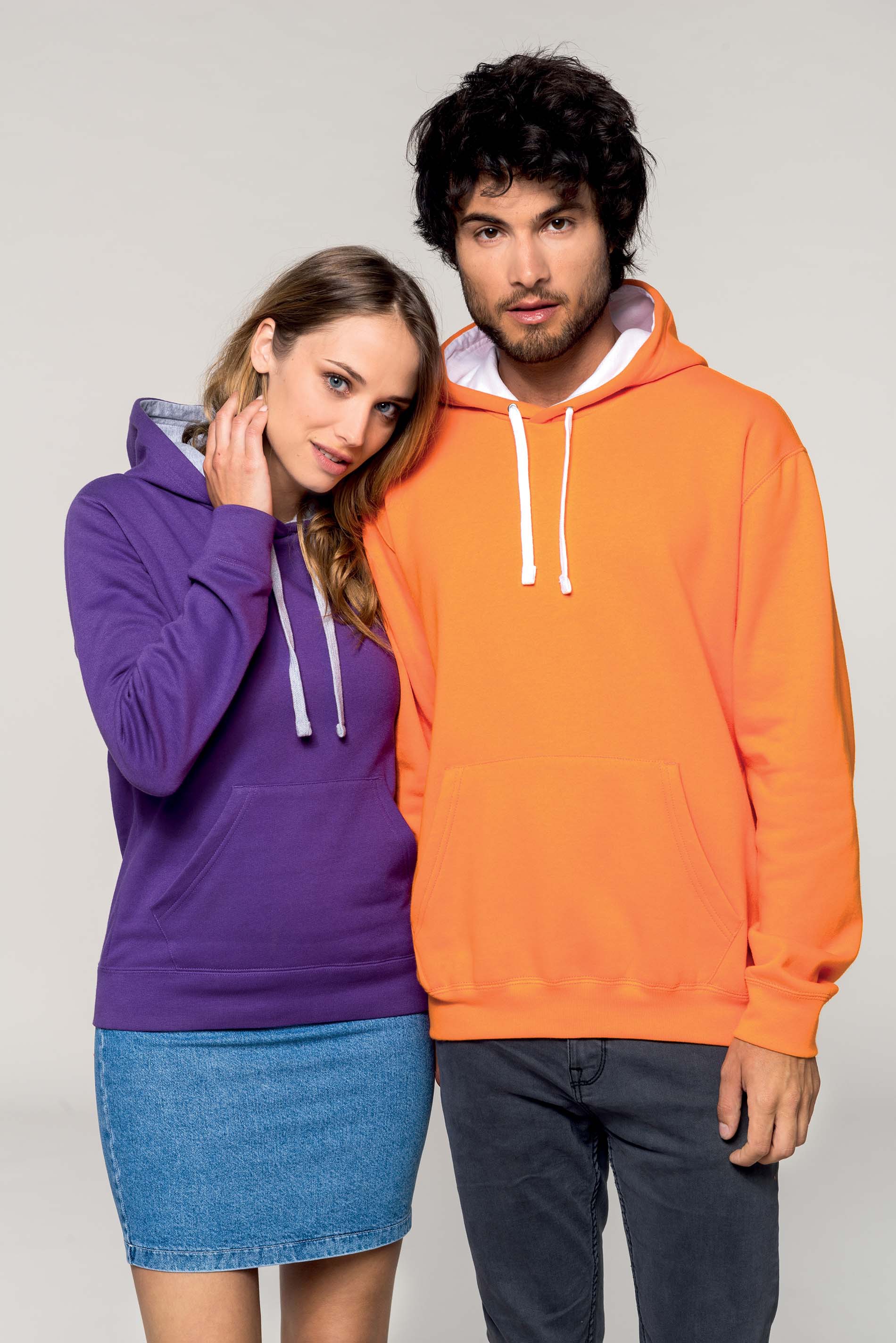 Ladies’ contrast hooded džemperis ar kontrastkrāsas kapuci