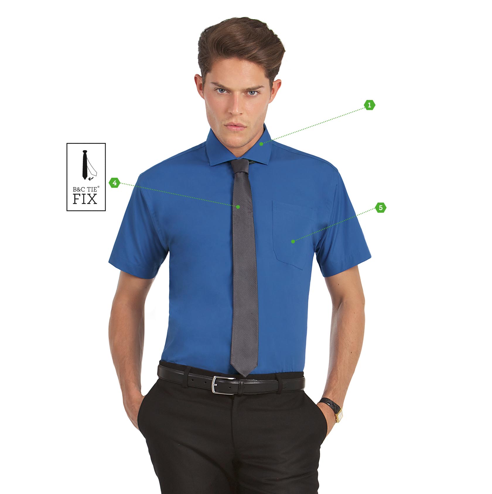 B&C HERITAGE SSL /MEN vīriešu krekls ar īsām piedurknēm